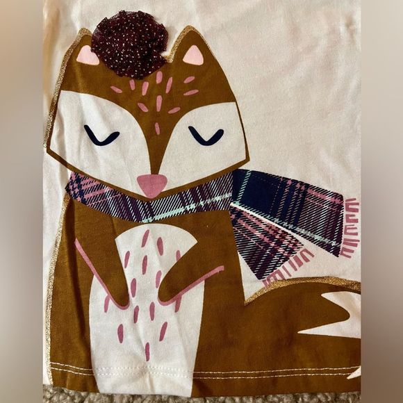 Epic Threads Girls Holiday Ivory Fox Top Girls Sz 2T - Picture 2 of 4